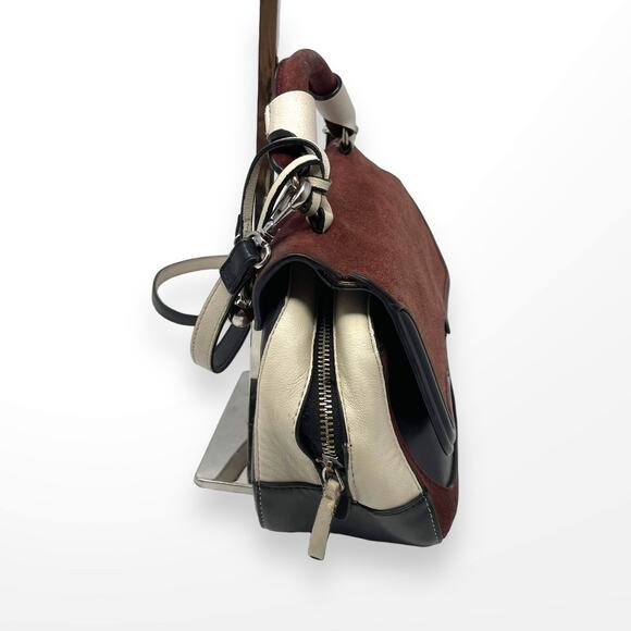 ZARA Red Black White Leather Colorblock Crossbody Handbag - Picture 8 of 14